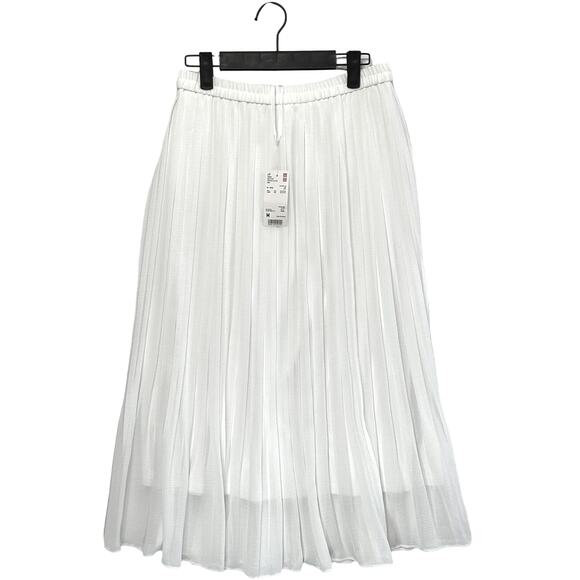Uniqlo Dresses & Skirts - Uniqlo High Waisted Chiffon Pleated Midi Skirt NWT Women's Sz M White Coquette